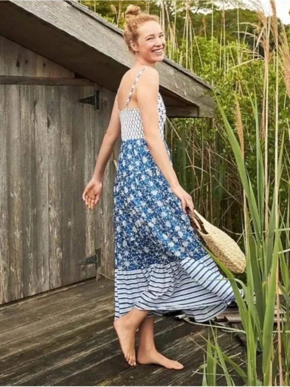 JCrew Button Front Maxi Dress in Mixed Block Print - Picture 2 of 10